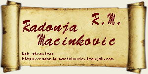 Radonja Mačinković vizit kartica